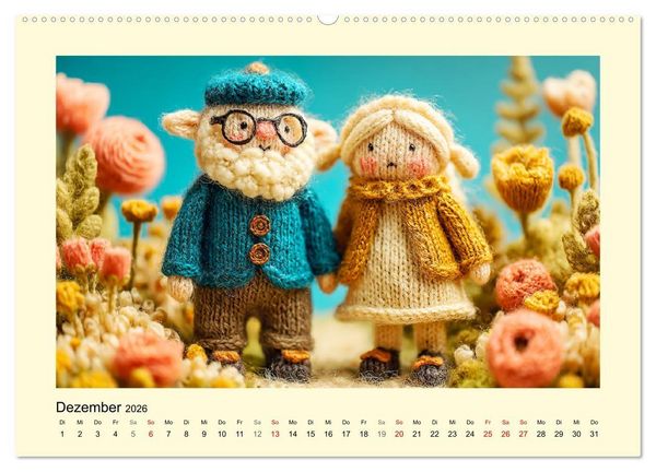 Produktbild: Flauschiger Bauernhof. Gestrickte Tierchen f&uuml;r Herz und Seele (hochwertiger Premium Wandkalender 2026 DIN A2 quer), Kunstdruck in Hochglanz