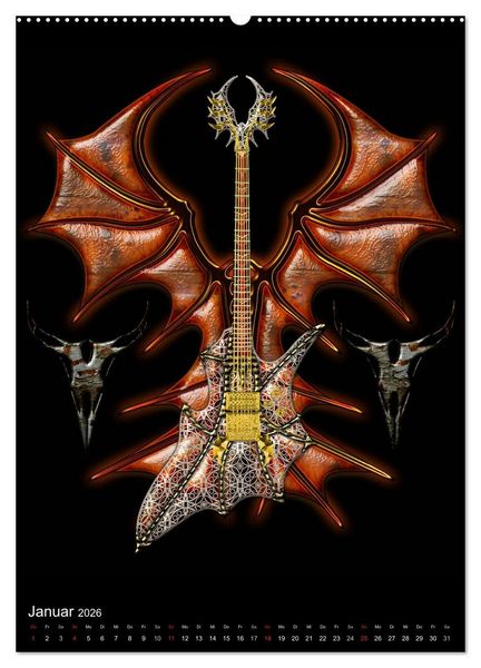 Produktbild: Heroische Gitarren (Wandkalender 2026 DIN A2 hoch), CALVENDO Monatskalender