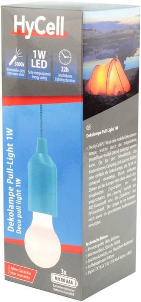Produktbild: HyCell 1600-0174 Pull-Light PL LED Camping-Leuchte 25 lm batteriebetrieben 50 g Blau
