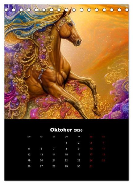 Produktbild: Pferde im goldenen Kleid (Tischkalender 2026 DIN A5 hoch), CALVENDO Monatskalender