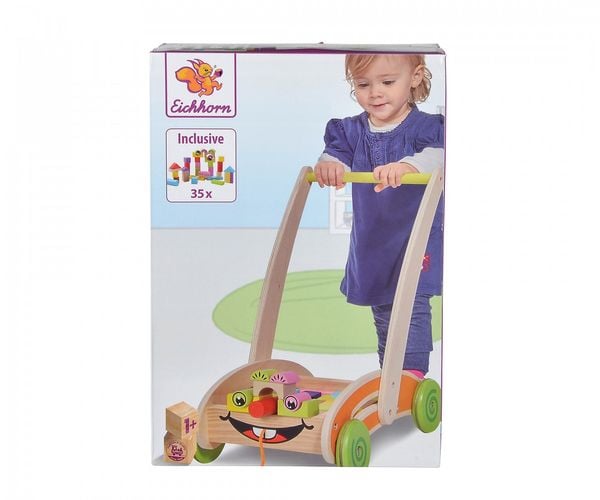 Produktbild: Eichhorn 100001833 - Spiel- und Lauflernwagen mit 35 bunten Bausteinen aus Holz