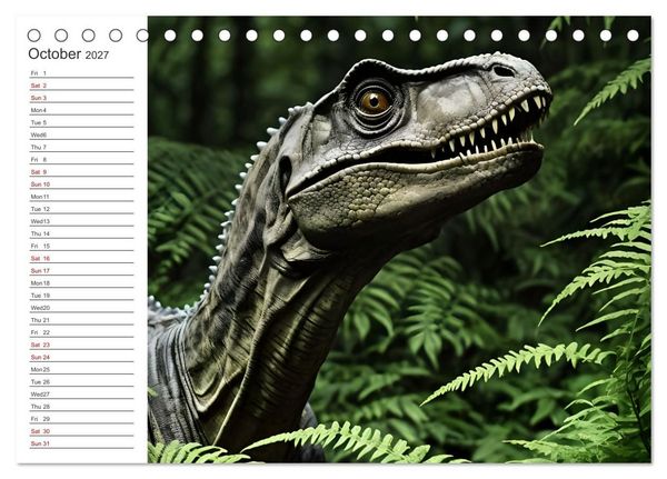 Produktbild: AI Dino Delights Mesmerizing Views of Prehistoric Life (Desk Calendar 2027 DIN A5 landscape), CALVENDO 12 Month DeskCalendar