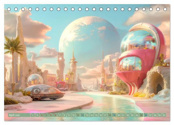 Produktbild: Fantasievolle Zukunftswelten - Science Fiction (Tischkalender 2026 DIN A5 quer), CALVENDO Monatskalender