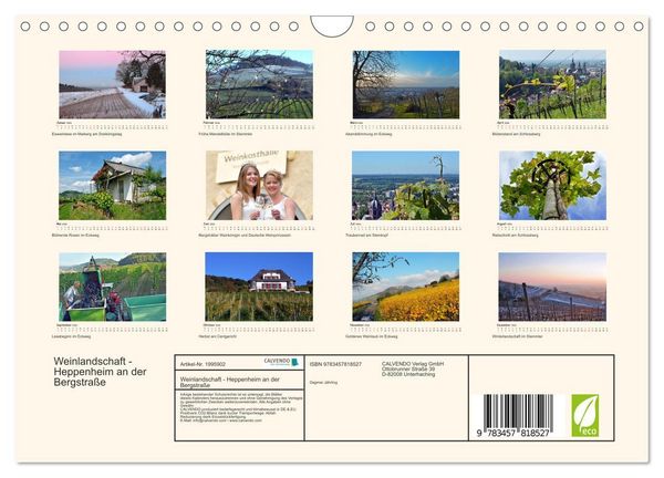 Produktbild: Weinlandschaft - Heppenheim an der Bergstra&szlig;e (Wandkalender 2026 DIN A4 quer), CALVENDO Monatskalender