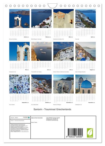 Produktbild: Santorin - Trauminsel Griechenlands (Wandkalender 2026 DIN A4 hoch), CALVENDO Monatskalender