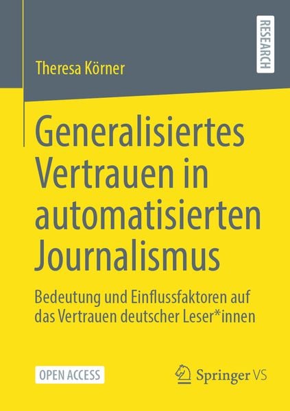 Produktbild: Generalisiertes Vertrauen in automatisierten Journalismus