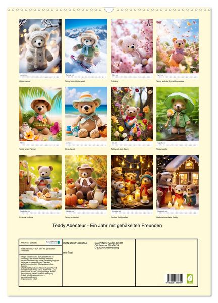 Produktbild: Teddy Abenteur - Ein Jahr mit geh&auml;kelten Freunden (Wandkalender 2026 DIN A2 hoch), CALVENDO Monatskalender