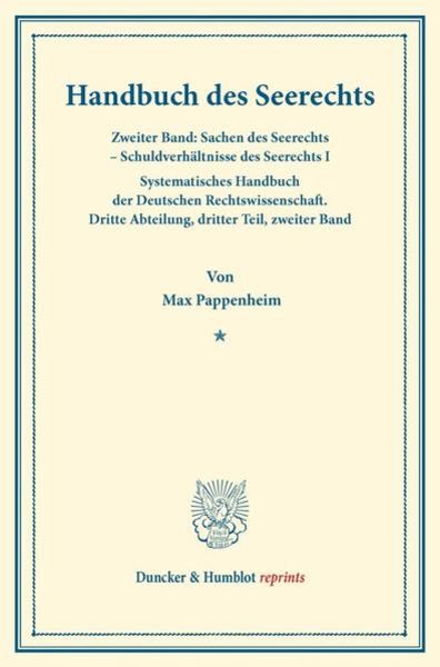 Handbuch des Seerechts., Taschenbuch von Max Pappenheim, Duncker & Humblot, 9783428161430