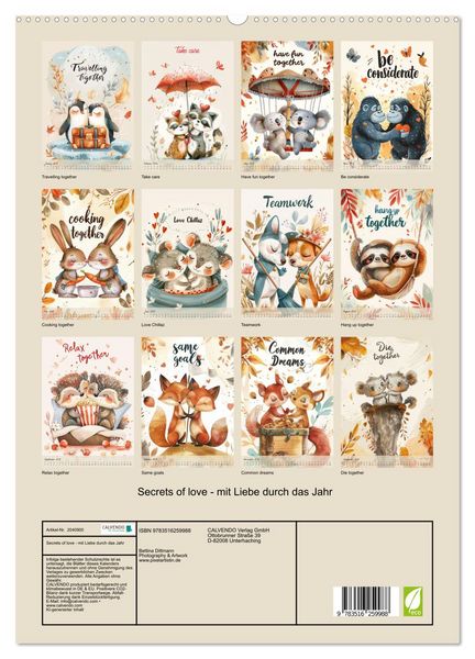Produktbild: Secrets of love - mit Liebe durch das Jahr (hochwertiger Premium Wandkalender 2026 DIN A2 hoch), Kunstdruck in Hochglanz