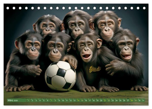 Produktbild: Fu&szlig;ballfieber bei den Babyaffen (Tischkalender 2026 DIN A5 quer), CALVENDO Monatskalender