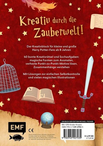 Produktbild: Mein zauberhafter Kreativblock f&uuml;r Harry Potter-Fans &ndash; Mit 40 Motiven zum Aus- und Weitermalen