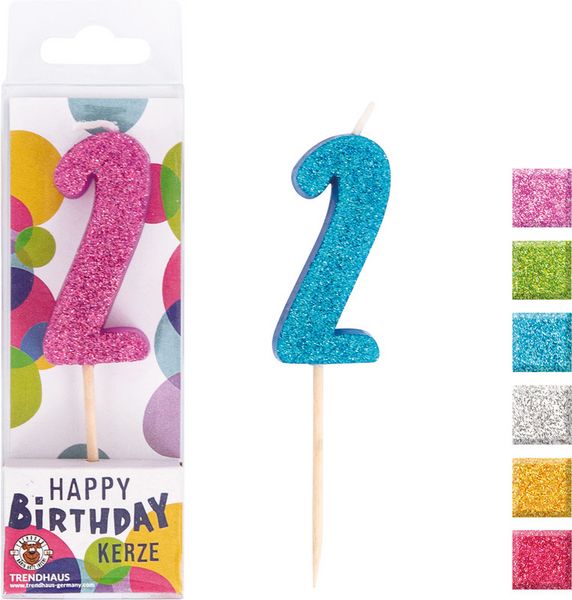 Produktbild: TRENDHAUS&reg; Zahlenkerzen Birthday Fun Glitter Mini, 2