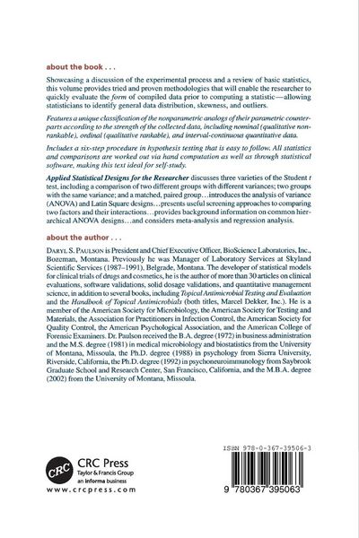 Produktbild: Applied Statistical Designs for the Researcher