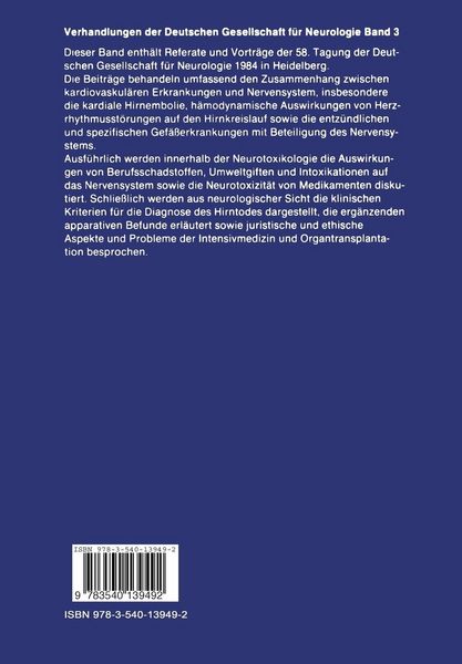 Produktbild: Kardiovaskul&auml;re Erkrankungen und Nervensystem Neurotoxikologie Probleme des Hirntodes