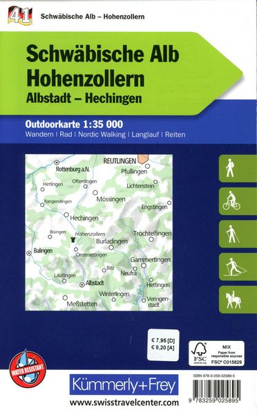 Produktbild: K&uuml;mmerly+Frey Outdoorkarte Deutschland 41 Schw&auml;bische Alb, Hohenzollern 1:35.000