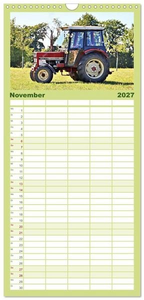 Produktbild: Familienplaner 2027 - M&auml;nnerspielzeug Traktor Inspirationen mit 5 Spalten (Wandkalender, 21 x 45 cm) CALVENDO