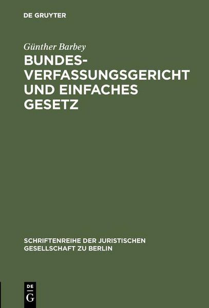 Produktbild: Bundesverfassungsgericht und einfaches Gesetz