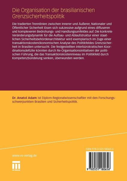 Produktbild: Die Organisation der brasilianischen Grenzsicherheitspolitik