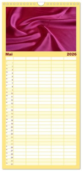 Produktbild: Familienplaner 2026 - Foto- und Bastelkalender Satin - Stilvoll zum Selbstgestalten mit 5 Spalten (Wandkalender, 21 x 45 cm) CALVENDO
