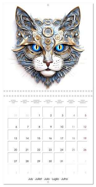 Produktbild: F&eacute;lins Steampunk (Calendrier mural carr&eacute; 2026 30x30 cm) Calendrier double avec une page pour vos prises de notes