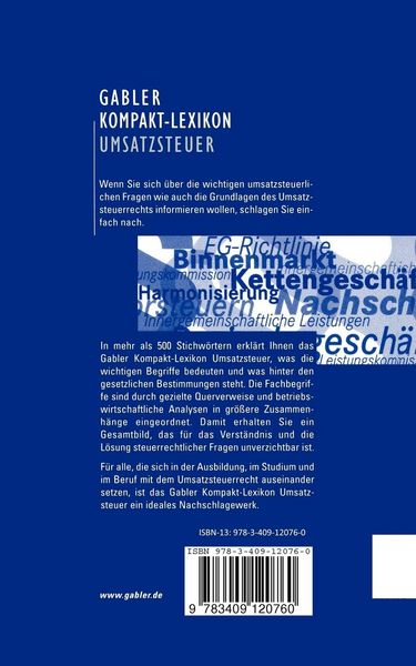 Produktbild: Gabler Kompakt-Lexikon Umsatzsteuer