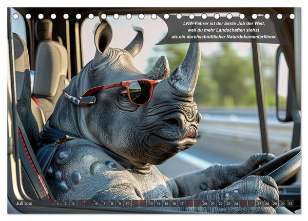 Produktbild: Tierisch lustige LKW-Fahrer (Tischkalender 2026 DIN A5 quer), CALVENDO Monatskalender