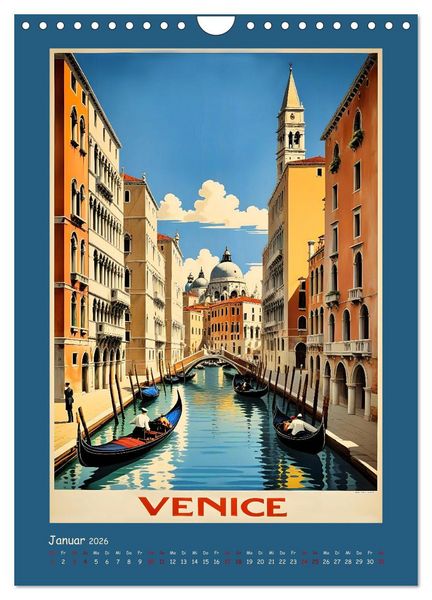 Produktbild: City Travel Poster - nostalgische St&auml;dtereise um die Welt (Wandkalender 2026 DIN A4 hoch), CALVENDO Monatskalender