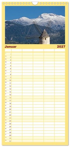 Produktbild: Familienplaner 2027 - Mallorca - Momente einer Reise mit 5 Spalten (Wandkalender, 21 x 45 cm) CALVENDO