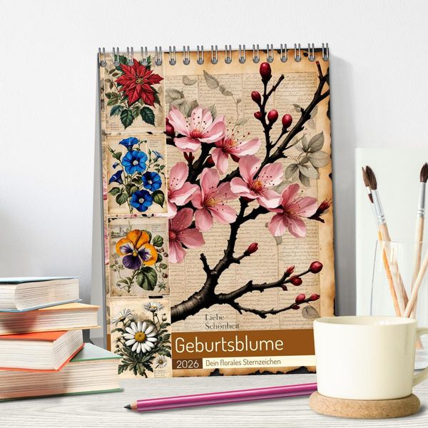 Produktbild: Geburtsblume, dein florales Sternzeichen (Tischkalender 2026 DIN A5 hoch), CALVENDO Monatskalender