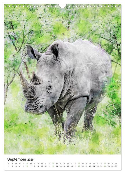 Produktbild: Afrikas Tierwelt - wie gemalt (Wandkalender 2026 DIN A3 hoch), CALVENDO Monatskalender