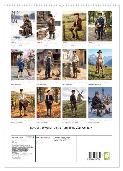 Produktbild: Boys of the World &ndash; At the Turn of the 20th Century (High Quality Premium Wall Calendar 2027 DIN A2 portrait),CALVENDO 12 Month Wall Calendar