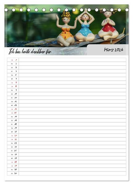Produktbild: Ich bin dankbar - ein Jahr voller Yoga und Achtsamkeit - Yoga Kalender (Tischkalender 2026 DIN A5 hoch), CALVENDO Monatskalender