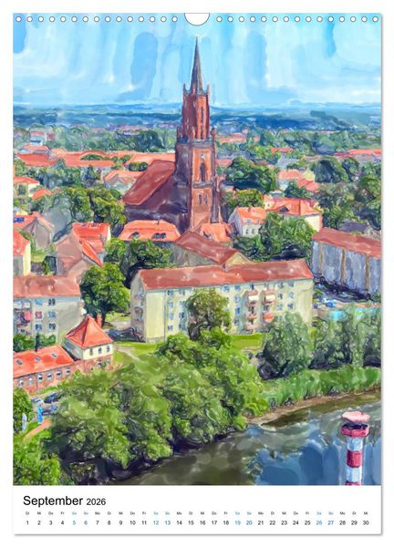 Produktbild: Rathenow - Illustrationen der Havel-Stadt (Wandkalender 2026 DIN A3 hoch), CALVENDO Monatskalender