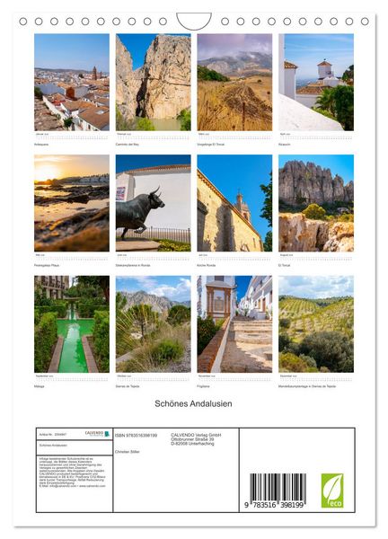 Produktbild: Sch&ouml;nes Andalusien (Wandkalender 2026 DIN A4 hoch), CALVENDO Monatskalender