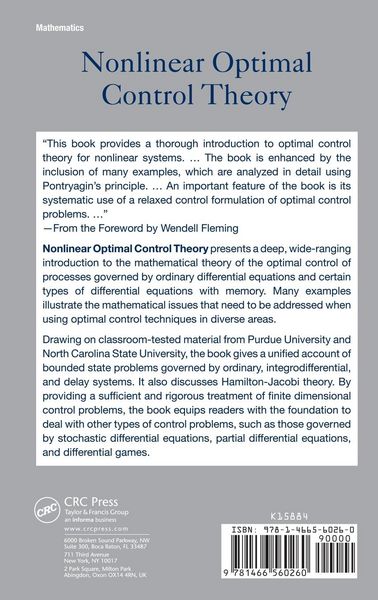 Produktbild: Nonlinear Optimal Control Theory