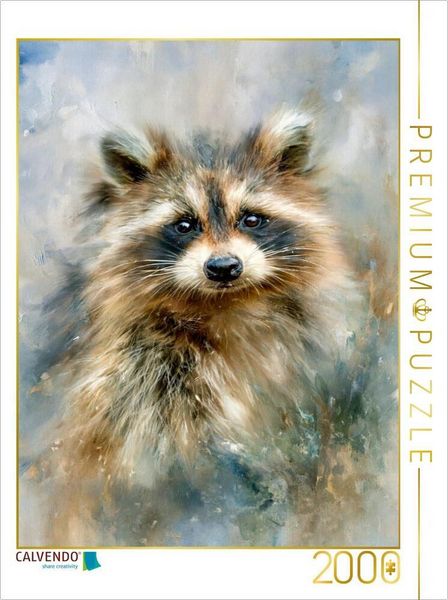 CALVENDO Puzzle Waschbär, ein Blick wie ein warmer Nachmittag | 2000 Teile Lege-Größe 90 × 67 cm Foto-Puzzle für glückliche Stunden