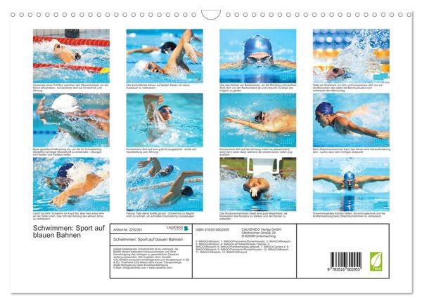 Produktbild: Schwimmen: Sport auf blauen Bahnen (Wandkalender 2027 DIN A3 quer), CALVENDO Monatskalender