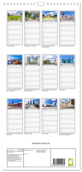 Produktbild: Familienplaner 2026 - SOMMER IN BERLIN mit 5 Spalten (Wandkalender, 21 x 45 cm) CALVENDO