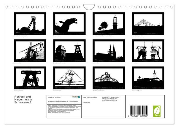 Produktbild: Ruhrpott und Niederrhein in Schwarzwei&szlig; (Wandkalender 2026 DIN A4 quer), CALVENDO Monatskalender