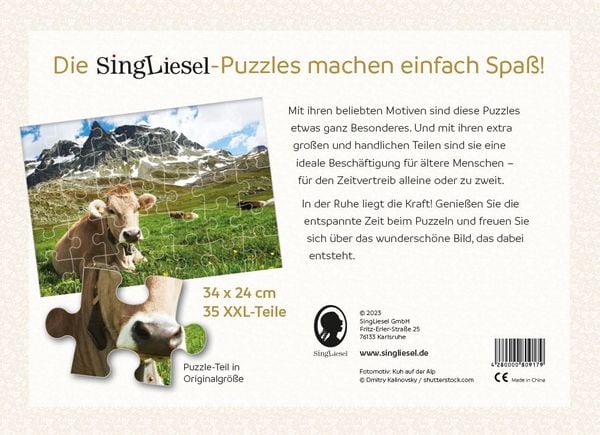Produktbild: Demenz-Puzzle: Alpen. Das Demenz-Puzzle-Spiel mit 35 Puzzle-Teilen im XXL-Format.
