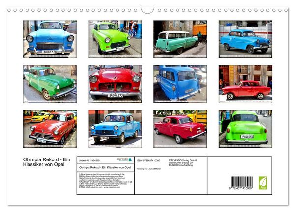 Produktbild: Olympia Rekord - Ein Klassiker von Opel (Wandkalender 2026 DIN A3 quer), CALVENDO Monatskalender