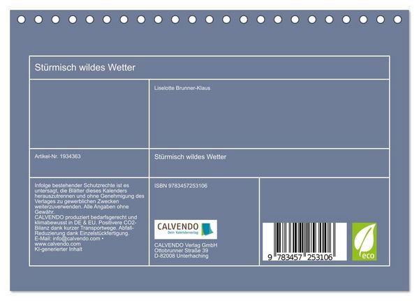 Produktbild: St&uuml;rmisch wildes Wetter (Tischkalender 2026 DIN A5 quer), CALVENDO Monatskalender