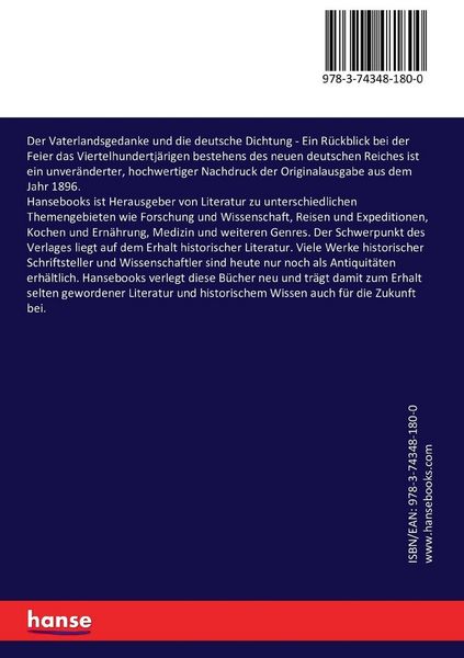 Produktbild: Der Vaterlandsgedanke und die deutsche Dichtung