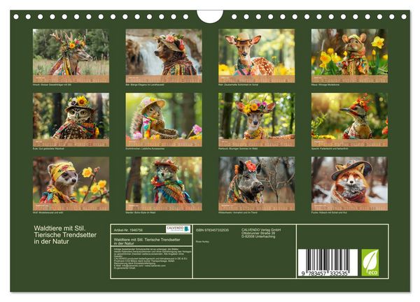 Produktbild: Waldtiere mit Stil. Tierische Trendsetter in der Natur (Wandkalender 2026 DIN A4 quer), CALVENDO Monatskalender