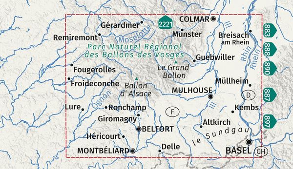 Produktbild: KOMPASS Wanderkarten-Set 2222 Elsass, Vogesen S&uuml;d / Alsace, Vosges du Sud, Colmar, M&uuml;lhausen / Mulhouse (2 Karten) 1:50.000