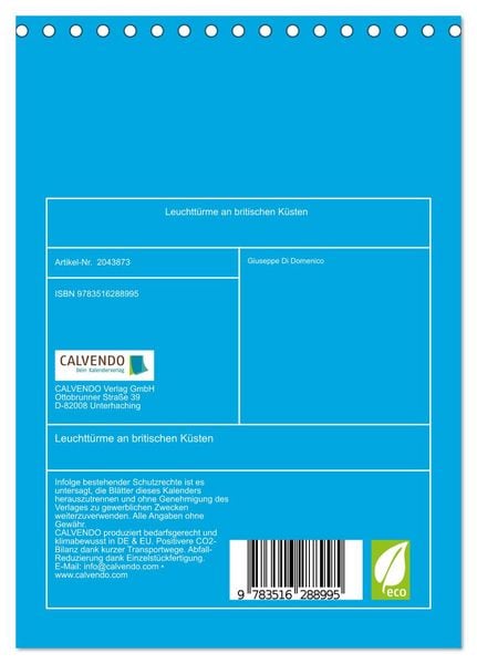 Produktbild: Leuchtt&uuml;rme an britischen K&uuml;sten (Tischkalender 2026 DIN A5 hoch), CALVENDO Monatskalender
