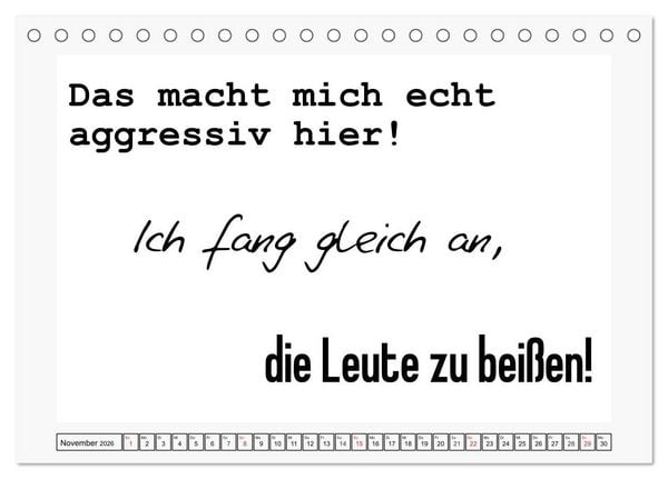 Produktbild: Typo-Kalender f&uuml;r das B&uuml;ro. Sarkasmus und fiese Spr&uuml;che (Tischkalender 2026 DIN A5 quer), CALVENDO Monatskalender