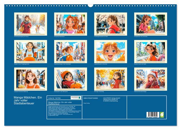 Produktbild: Manga M&auml;dchen. Ein Jahr voller Stadtabenteuer (Wandkalender 2026 DIN A2 quer), CALVENDO Monatskalender