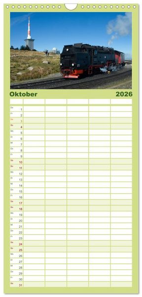 Produktbild: Familienplaner 2026 - Schmalspurbahnen in Sachsen Anhalt mit 5 Spalten (Wandkalender, 21 x 45 cm) CALVENDO