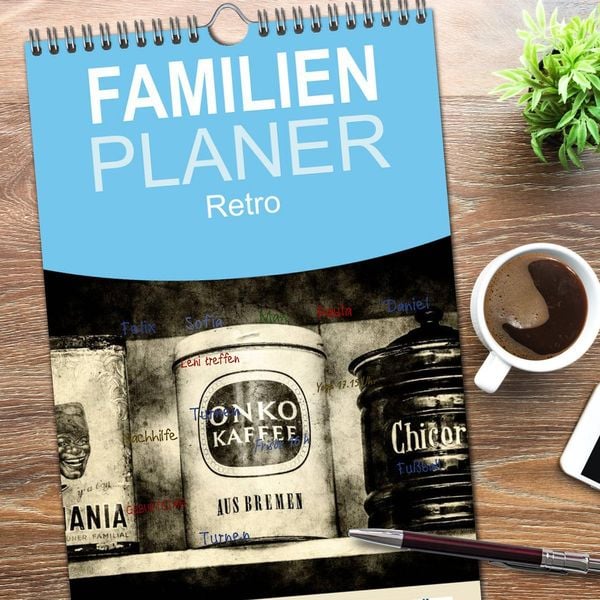Produktbild: Familienplaner 2026 - Retro mit 5 Spalten (Wandkalender, 21 x 45 cm) CALVENDO